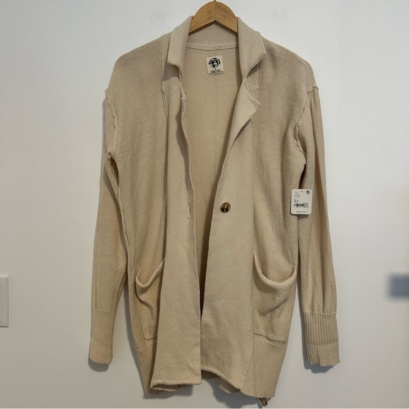 New Free People we the free Women's Desert knit Blazer in color Natural Size XS - Picture 5 of 15